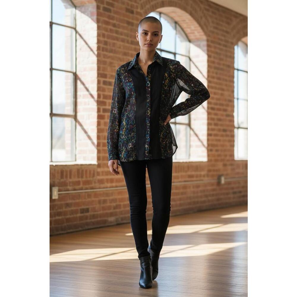 Derek Lam Designer Abstract Pattern Button-Up Blouse